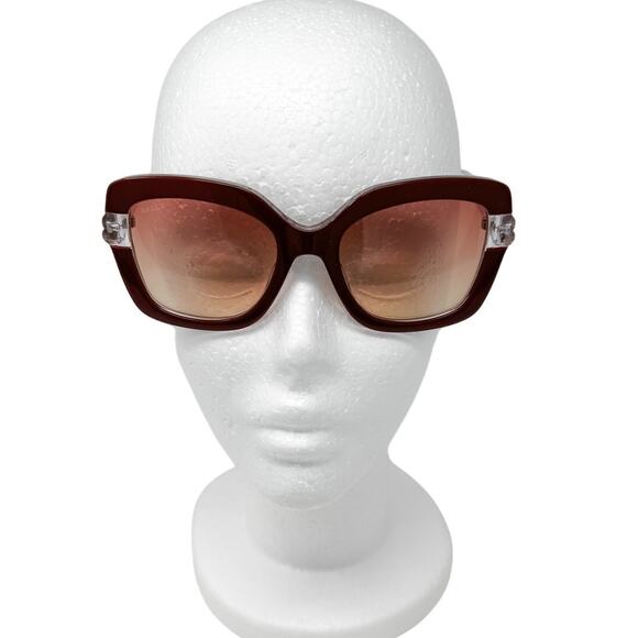 Bally Oversized Square Butterfly Sunglasses Burgundy Red with case BY0020H - Picture 3 of 9